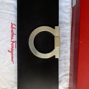 Salvatore Ferragamo black satin clutch